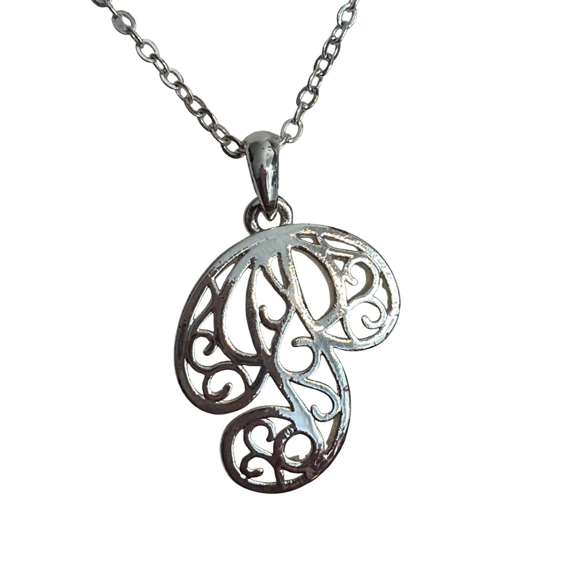 Other Silver P Initial Filigree Pendant Necklace Delicate Chain Ad Size ONE SIZE - 2 Thumbnail