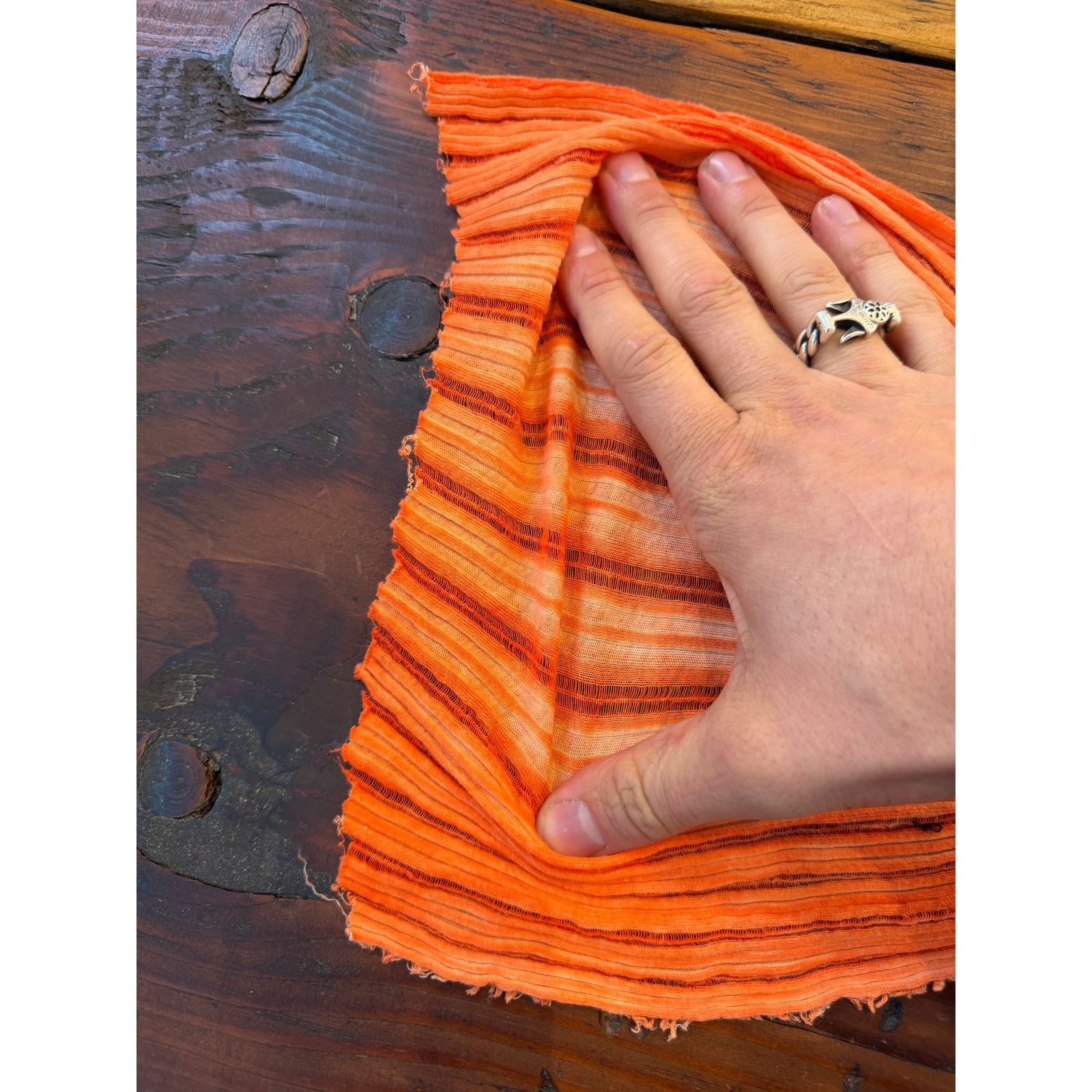 Greg Lauren Greg Lauren SAMPLE Orange Linen Scarf Size ONE SIZE - 4 Thumbnail