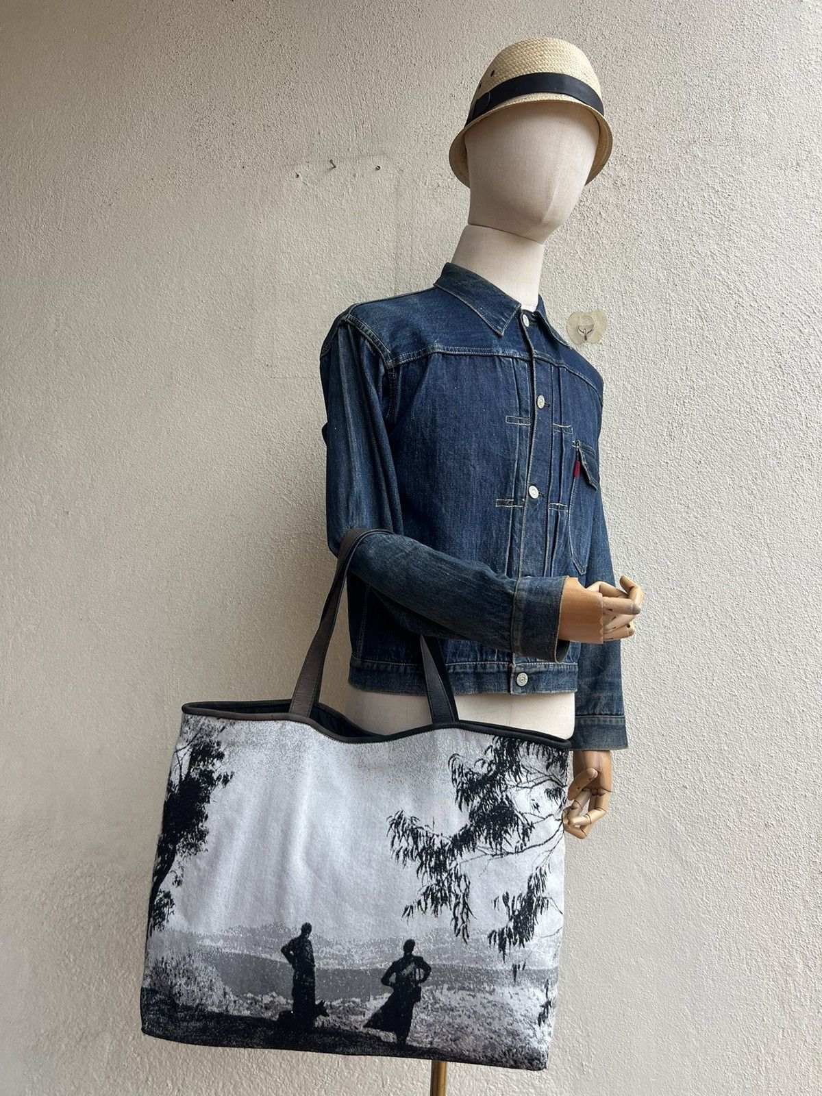 agnes b. Vintage Agnes B. Made in France Leather Wool Tote Bag Size ONE SIZE - 5 Thumbnail