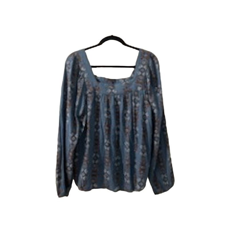 Sonoma Sonoma Women’s Large Blue Floral Embroidered Blouse - Size L / US 10 / IT 46 - 2 Thumbnail