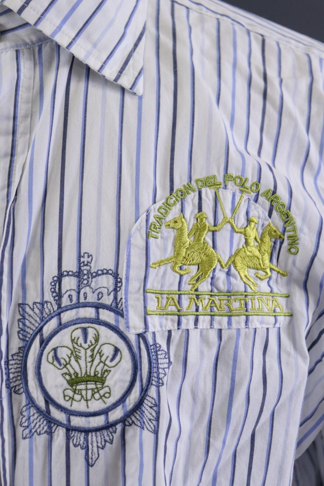 OVER THE STRiPES La Martina Buenos Aires Blue Stripe Shirt 18 / 45 / XXL Size US XXL / EU 58 / 5 - 5 Thumbnail