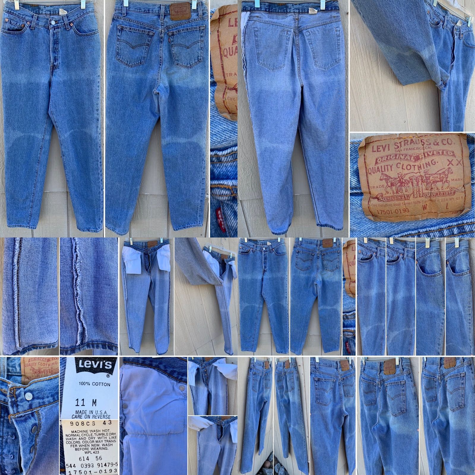 Levi's VINTAGE Levi's 501 Jeans Button Fly Made In USA 90s 28 in Waist 11 M Blue Denim Jeans Boys Mens Womens Girls Size 32" / US 10 / IT 46 - 8 Thumbnail