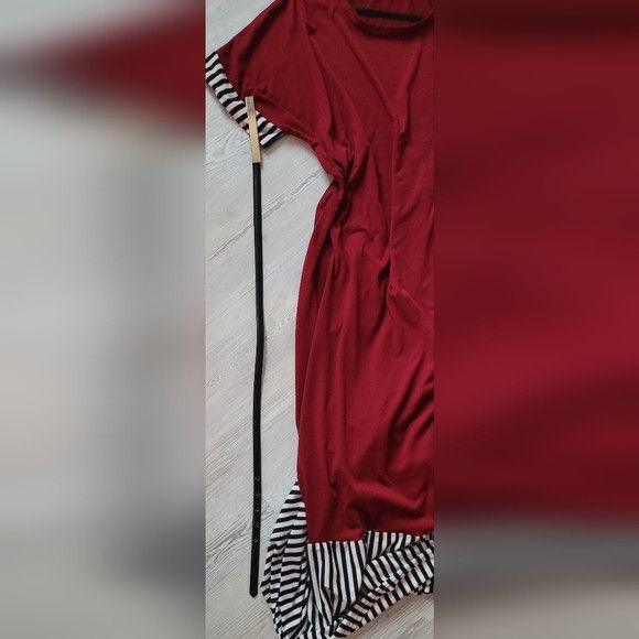 Shein Vertical-Striped Patchwork maxi Dress - Burgundy color Size XXL / US 16-18 / IT 52-54 - 6 Thumbnail