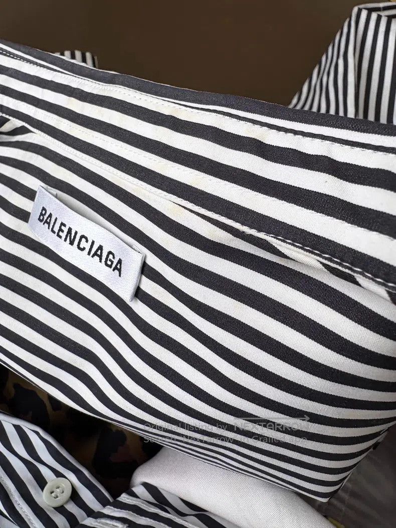 Balenciaga Balenciaga Black and White Striped Silk Shirt Dress Size XXS / US 00 / IT 34 - 9 Thumbnail