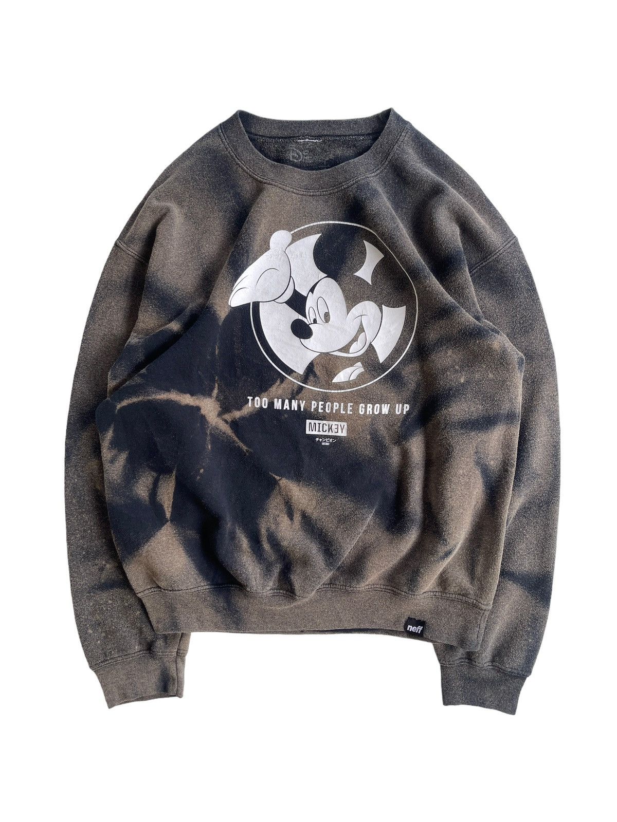 image of Vintage Disney x Neff Tie Dye Crewneck Sweatshirt in Black, Men's (Size Medium)
