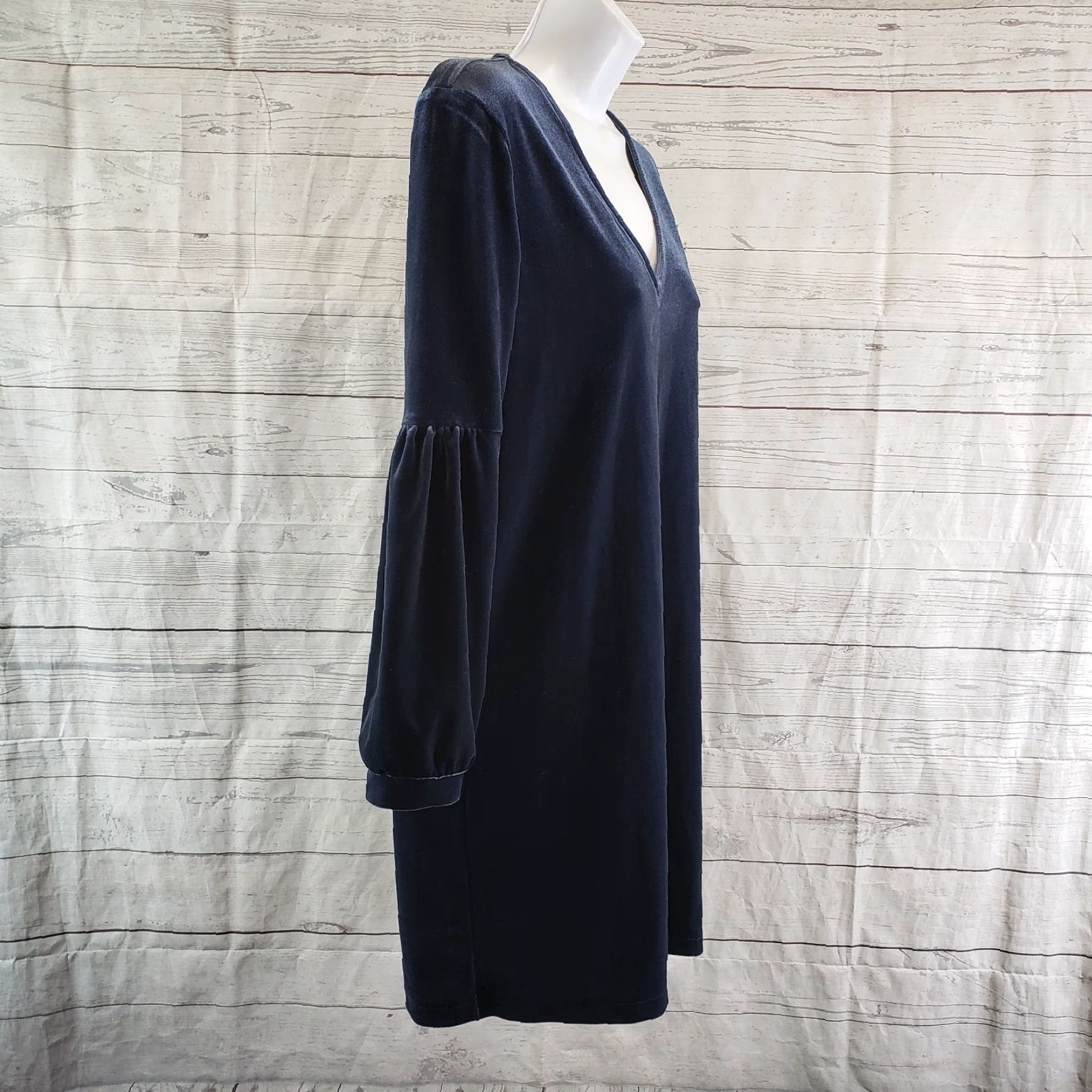 Madewell VINTAGE Madewell Womens Velvet Balloon Sleeve Dress Sz 2XS Solid Blue V-Neck Shirt Women Small 2XS Blue Velvet Shirt Dress Size XXS / US 00 / IT 34 - 3 Thumbnail