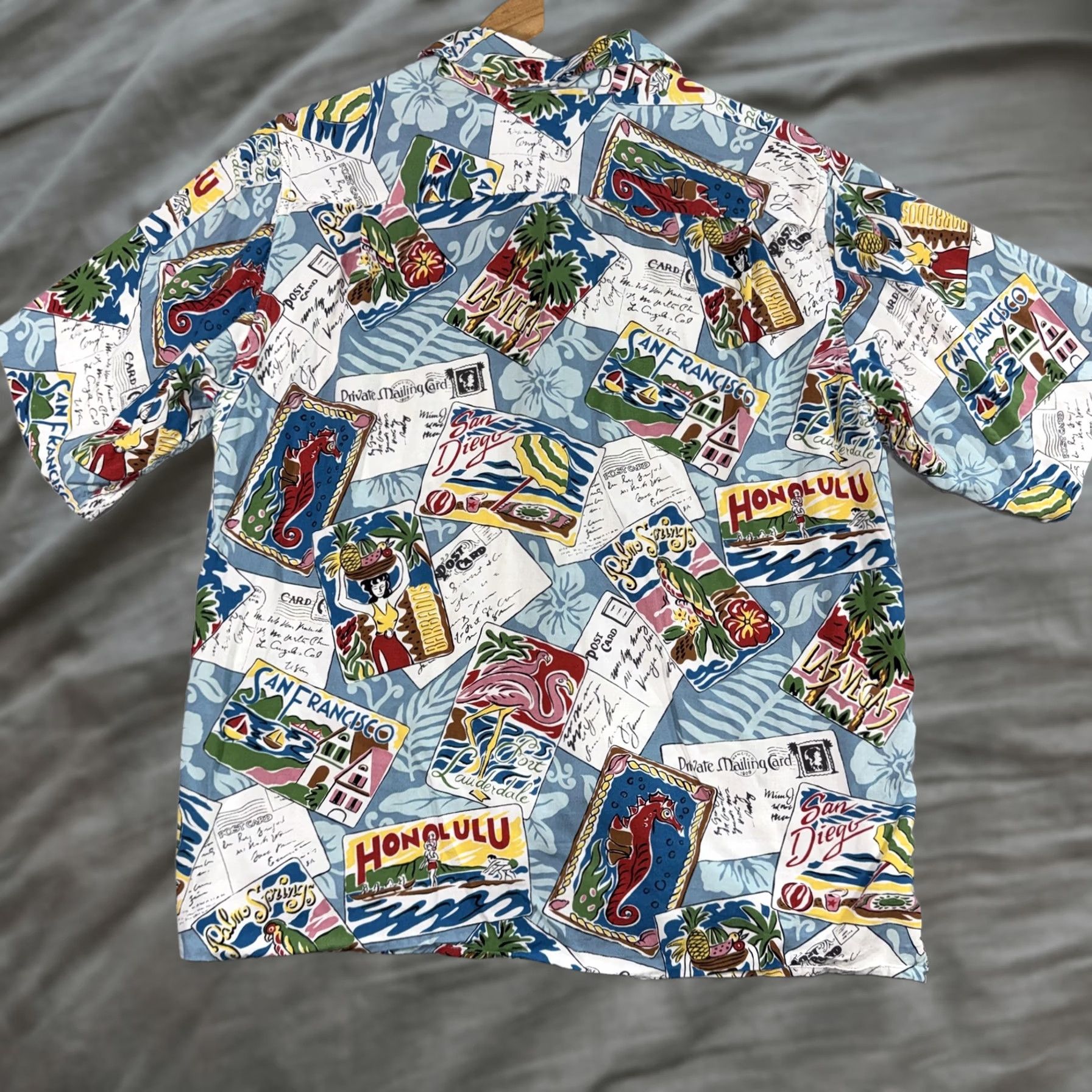 Reyn Spooner VINTAGE Reyn Spooner Postcards from the USA Hawaiian Shirt Spun Rayon Size M Size US M / EU 48-50 / 2 - 1 Thumbnail