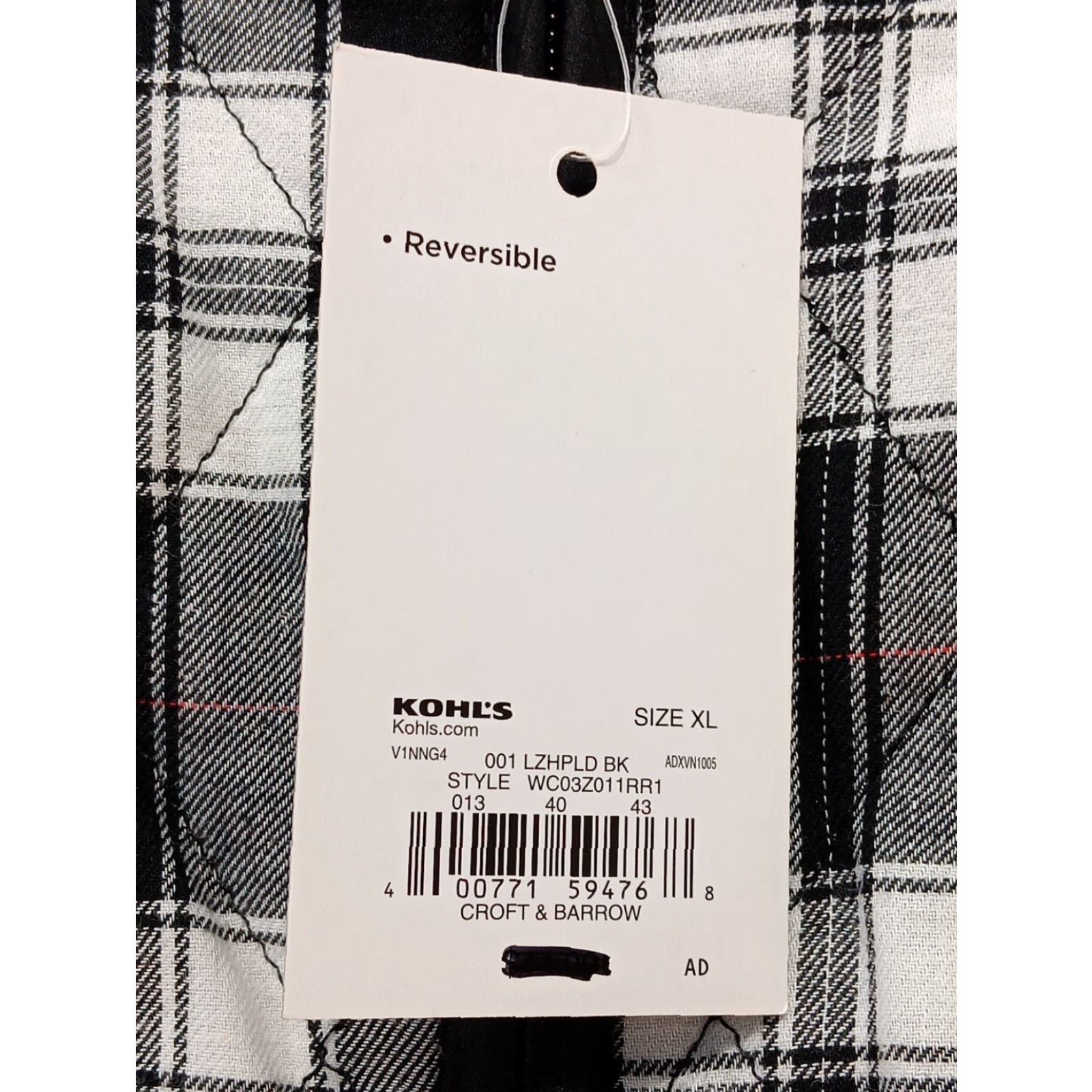 Croft & Barrow Croft & Barrow Women's Vest Quilted Reversible Multicolor Plaid Zip Hip XL NWT Lightweight Pockets Lined Polyester Polyester Size XL / US 12-14 / IT 48-50 - 4 Thumbnail