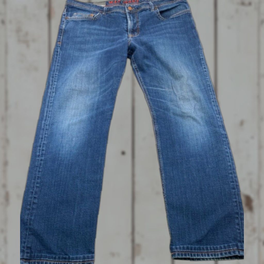 Vintage MAC Jeans Jeans Mens 42x32 Denim Blue 5-Pocket Stretch Straight High Rise 42 Men Size US 42 / EU 58 - 1 Thumbnail