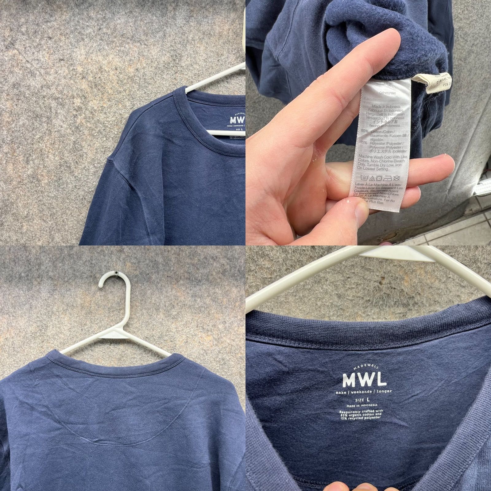 Madewell VINTAGE Madewell Sweater Mens Large Blue Navy Pullover Fleece Crewneck Cotton MWL Size US L / EU 52-54 / 3 - 8 Thumbnail
