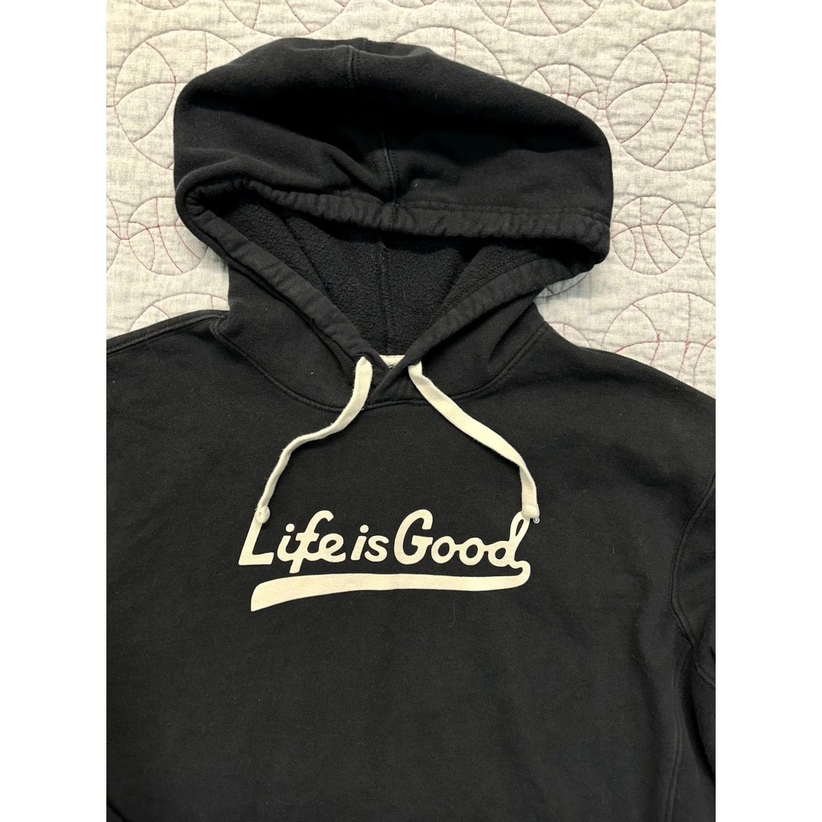 Life is Good Life is Good Hoodie Mens Large Black Fleece Pullover Ballyard Script Simply True Size US L / EU 52-54 / 3 - 2 Thumbnail