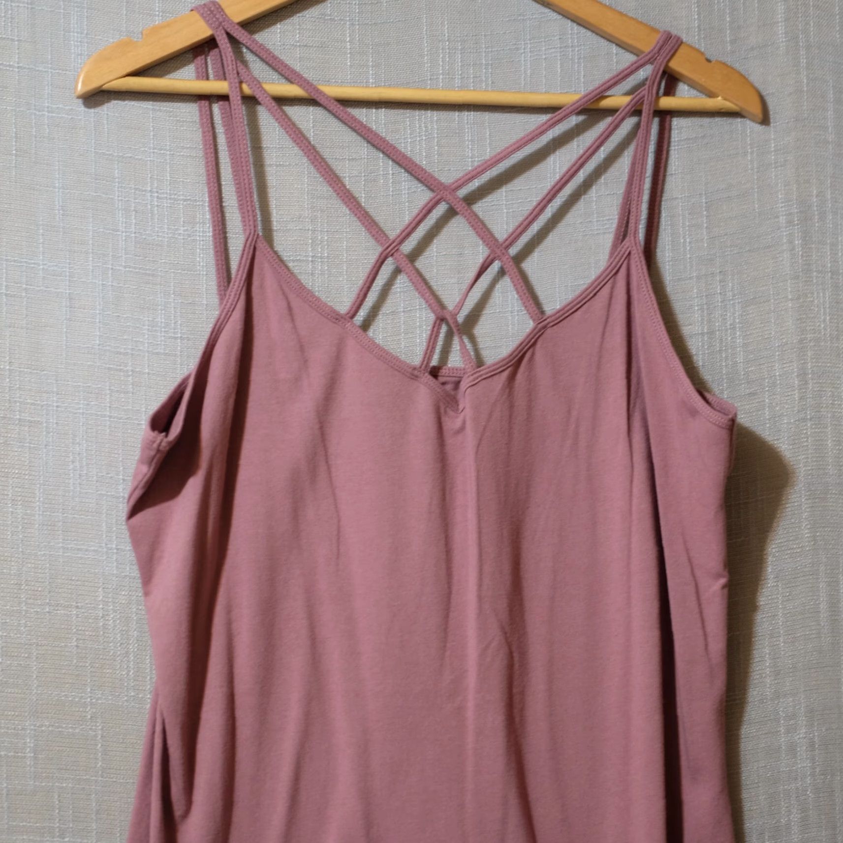 Vintage Maurices Tank Top Spaghetti Straps Cross Neck Old Rose Women's XL Size XL / US 12-14 / IT 48-50 - 2 Thumbnail