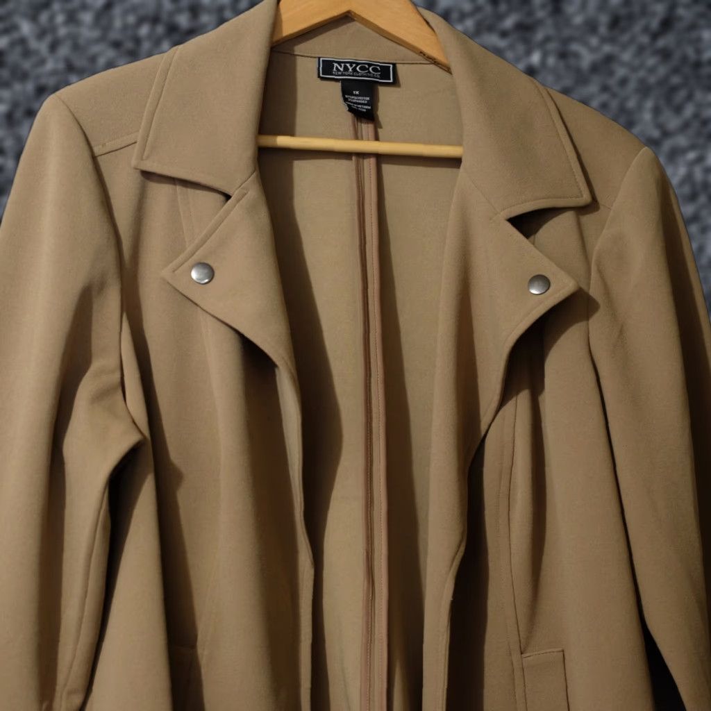 Vintage NYCC Open Front 3/4 Sleeve Cardigan Blazer Jacket Tan Womens 1X #H81-9 Size XL / US 12-14 / IT 48-50 - 1 Thumbnail
