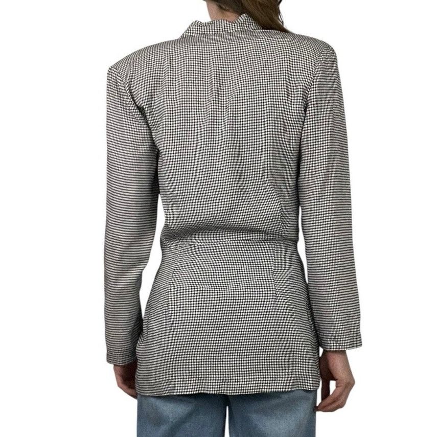 Vintage Francine Browner Vintage Black and White Gingham Blazer Size M / US 6-8 / IT 42-44 - 4 Thumbnail