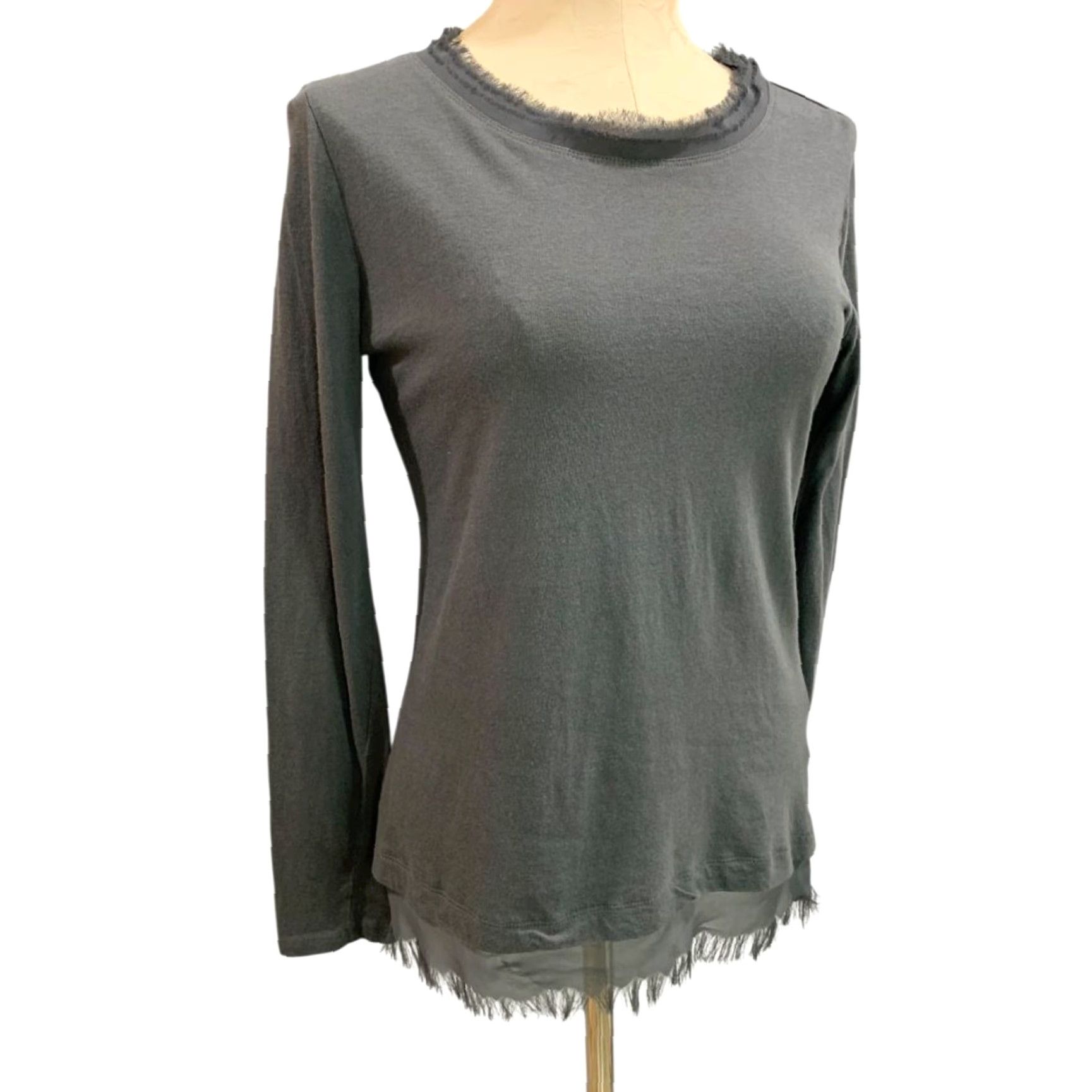 Logo 7 LOGO Lori Goldstein Gray Knit Shirt Long Sleeve T-Shirt Womens M Medium Spin Size M / US 6-8 / IT 42-44 - 7 Thumbnail