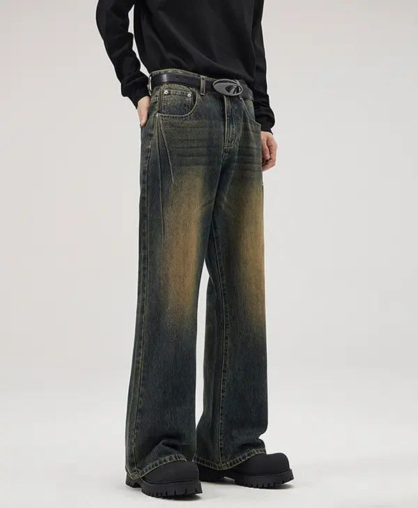 Japanese Brand Maki Men's vintage distressed washed loose flared jeans Size US 32 / EU 48 - 3 Thumbnail