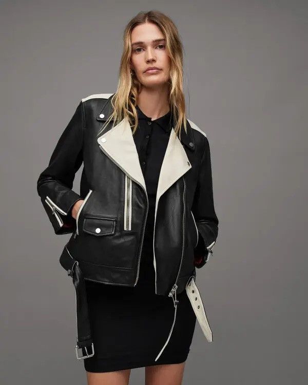 Allsaints All Saints Dren Biker Leather Jacket Women Size S / US 4 / IT 40 - 2 Thumbnail