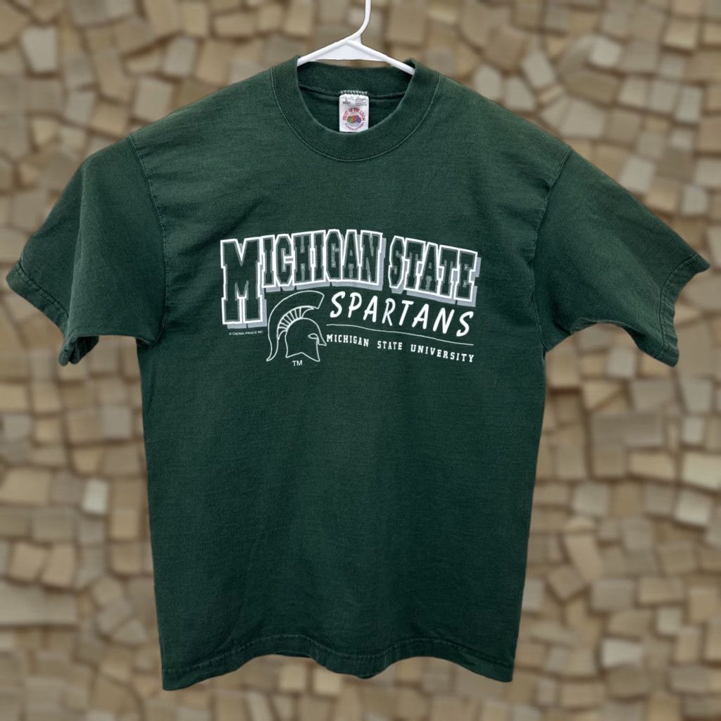 Fruit Of The Loom VINTAGE Michigan State Spartans Shirt MSU University 90s Size US L / EU 52-54 / 3 - 1 Thumbnail