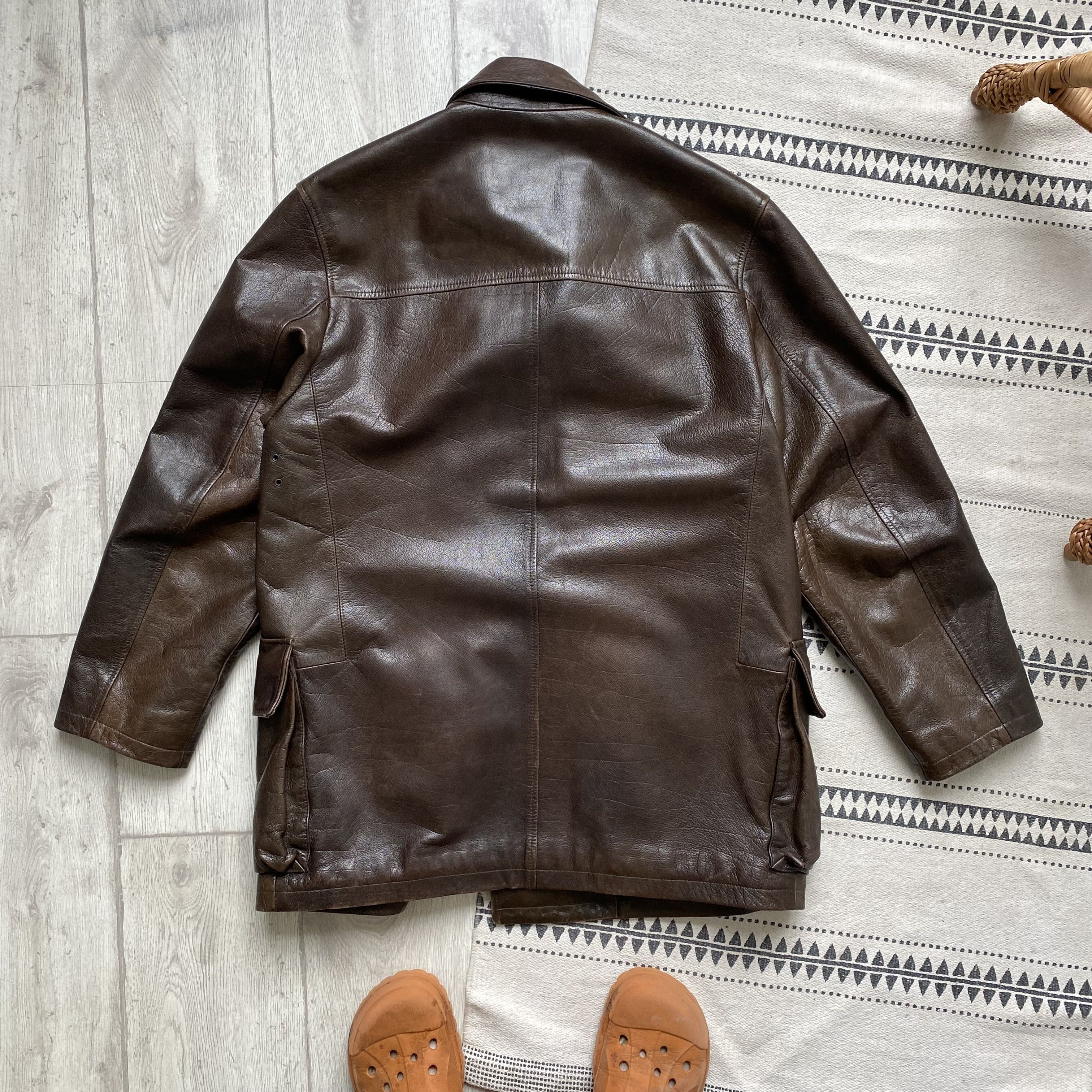 Genuine Leather Vintage 90s Heavy Leather Double Jacket Coat Brown Luxury Size US M / EU 48-50 / 2 - 14 Thumbnail