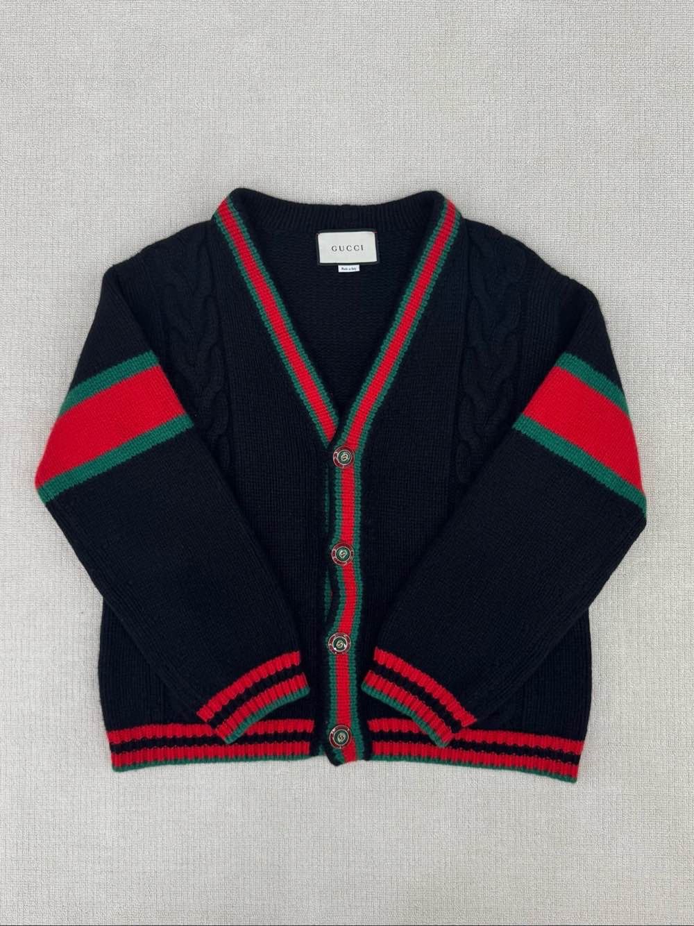 Gucci Gucci Web Stripe Cable Knit Cardigan Size S Size US S / EU 44-46 / 1 - 1 Thumbnail