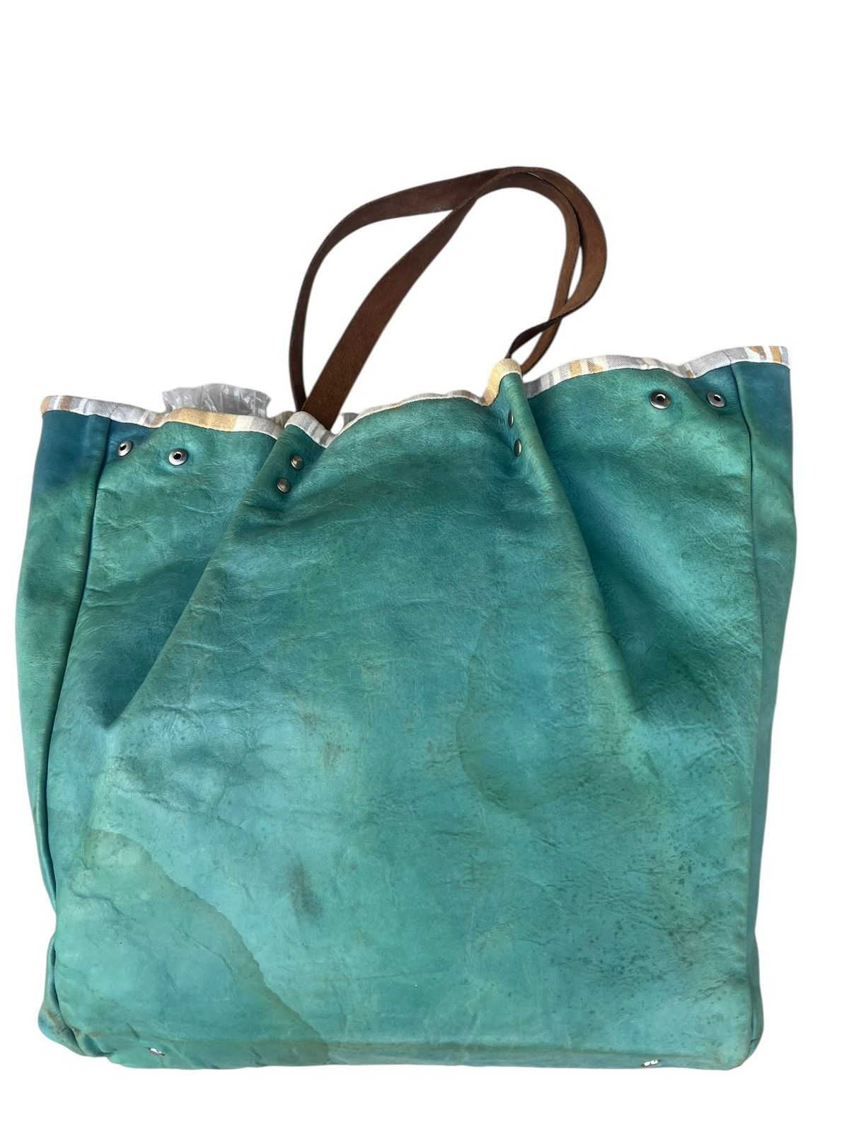 Leather Vintage Icaru Japan Faded Distressed Patina Leather Tote Bag Size ONE SIZE - 7 Thumbnail