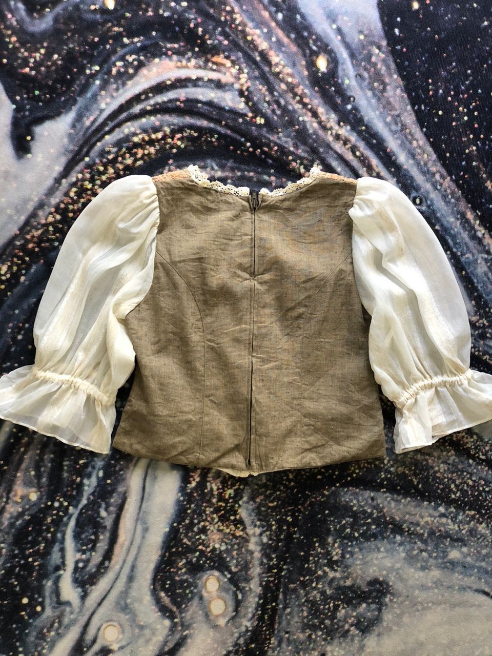 Vintage Vintage linen folk top dirndl corset Size M / US 6-8 / IT 42-44 - 3 Thumbnail