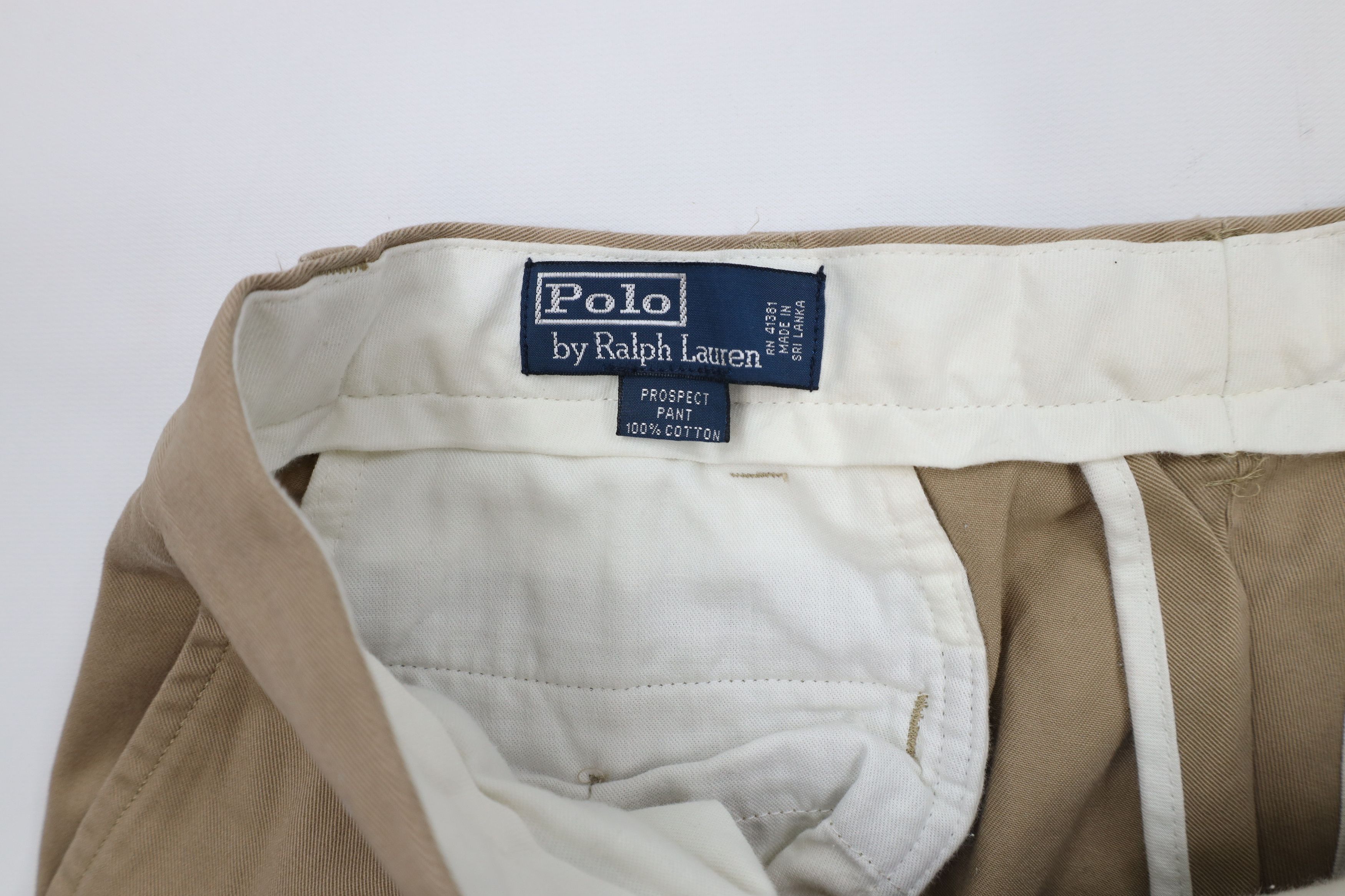 Ralph Lauren × Vintage Vintage 90s Ralph Lauren Wide Leg Chino Pants Beige Cotton Size US 34 / EU 50 - 7 Thumbnail