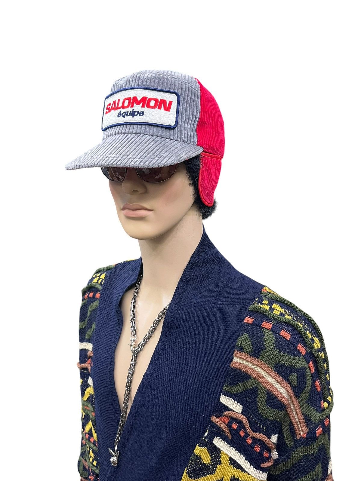 Salomon 🔥RARE💥 90s SALOMON Équipe Corduroy Ear Flap Cap Japan Size ONE SIZE - 8 Thumbnail