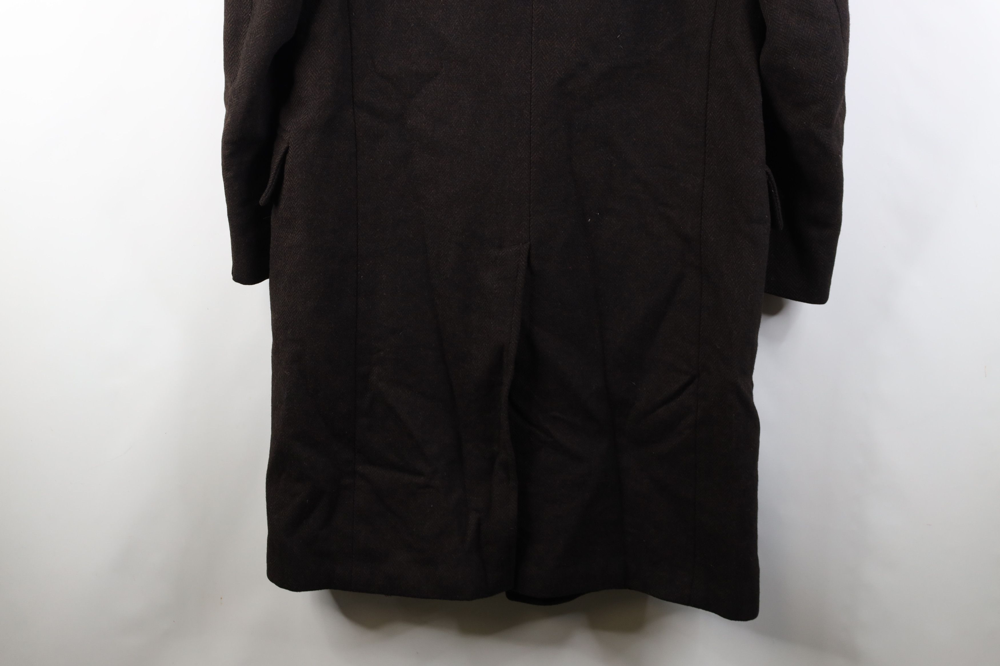 Vintage Vintage 50s Bespoke Herringbone Overcoat Jacket Brown USA Size US XL / EU 56 / 4 - 17 Thumbnail