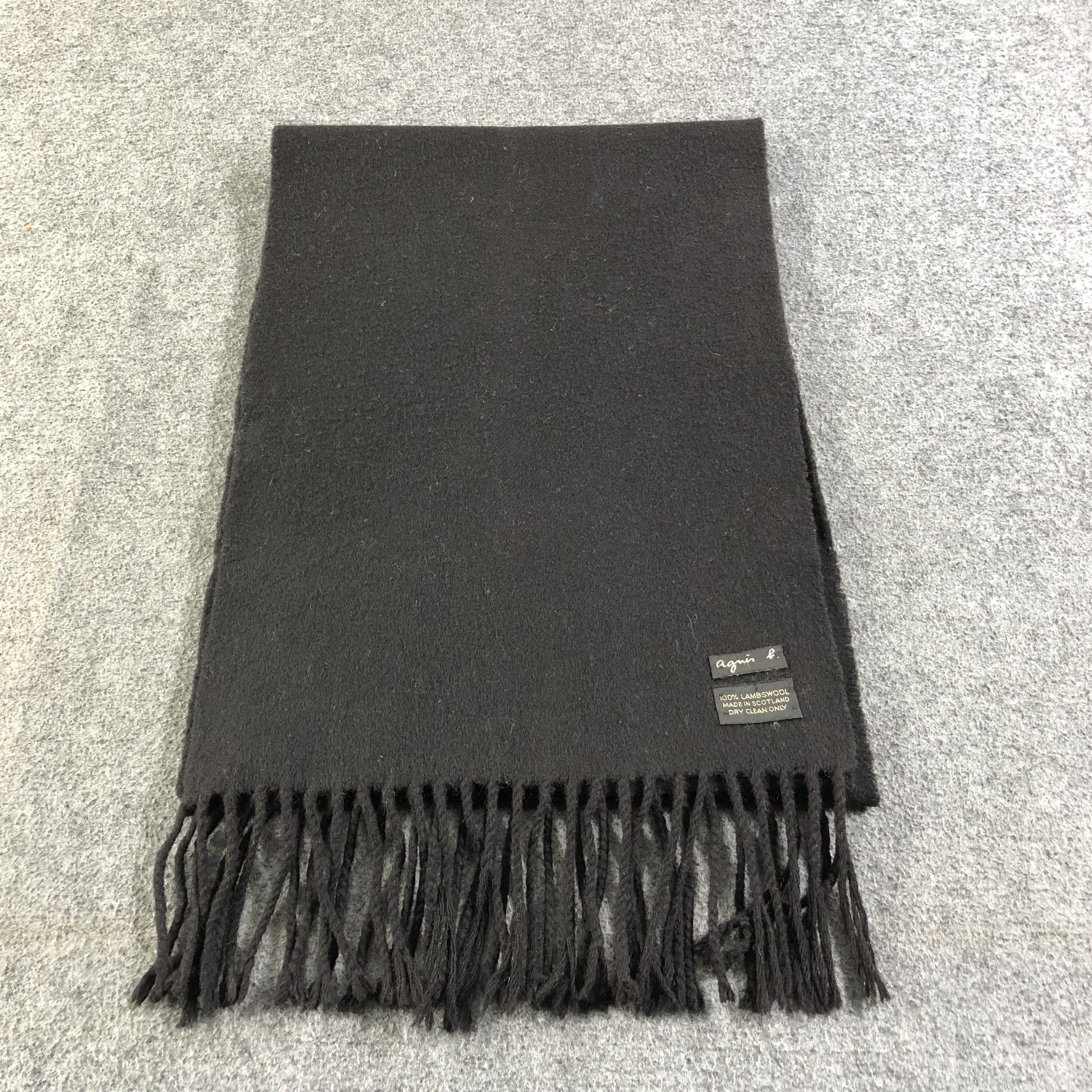 agnes b. Agnes B. Plain Black Wool Scarf Muffler V1338 Size ONE SIZE - 2 Thumbnail
