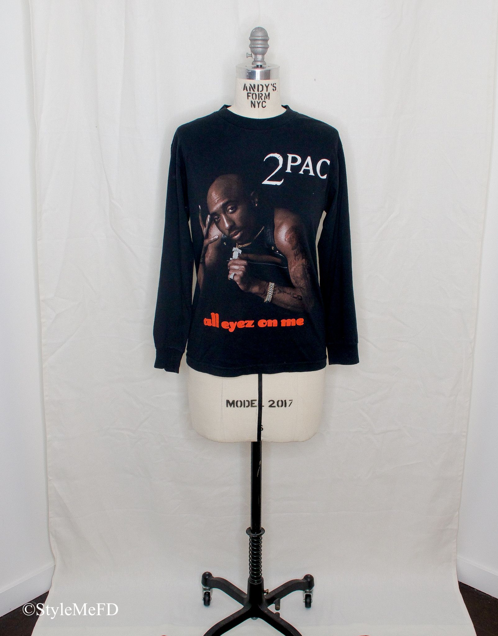 image of Rap Tees Tupac - "all Eyez On Me" Offical Merch Long Sleeve - S in Black, Men's (Size Small)
