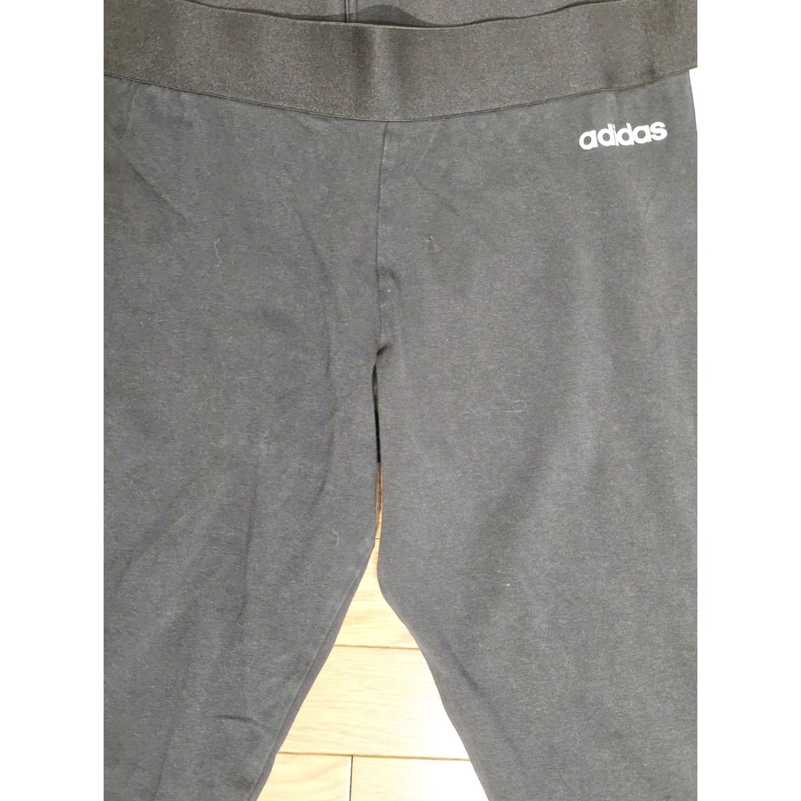 Adidas VINTAGE? No — Adidas Essentials Leggings Women L Black White Activewear Elastic Waist Ankle Stretch Breathable Logo 3 Stripes Slimming Daywear Women Size 36" / US 14 / IT 50 - 3 Thumbnail