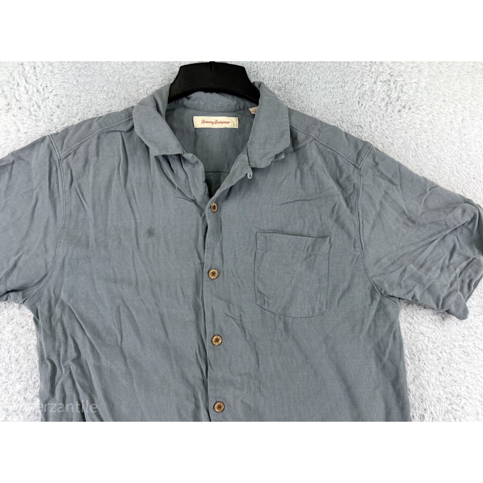 Tommy Bahama Tommy Bahama Shirt Mens Large Gray Solid Button Up Hawaiian Camp 100% Silk Size US L / EU 52-54 / 3 - 4 Thumbnail