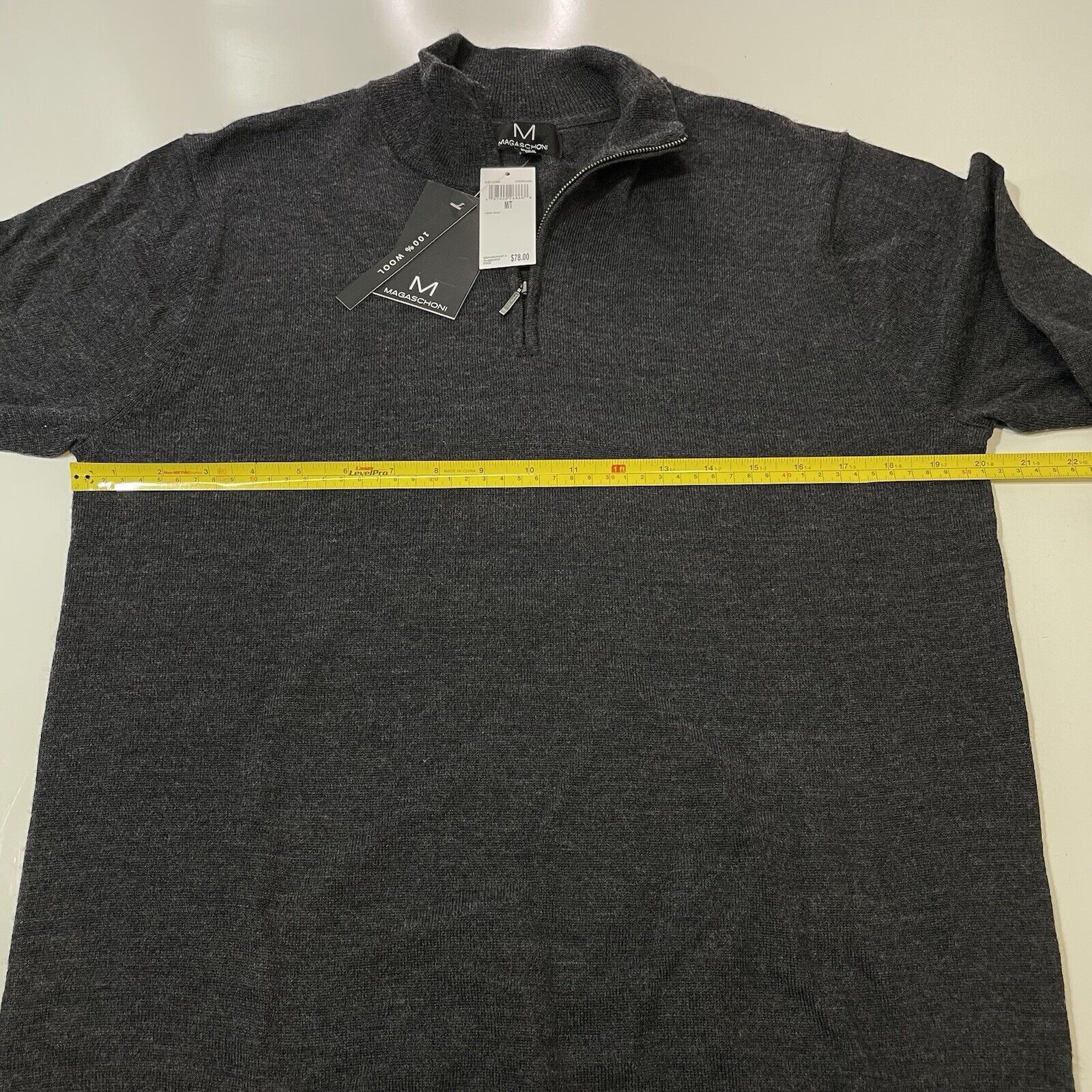 Magaschoni Magaschoni Men’s Merino Wool 1/4 Zip Sweater Gray Sz M Tall Size US M / EU 48-50 / 2 - 5 Thumbnail