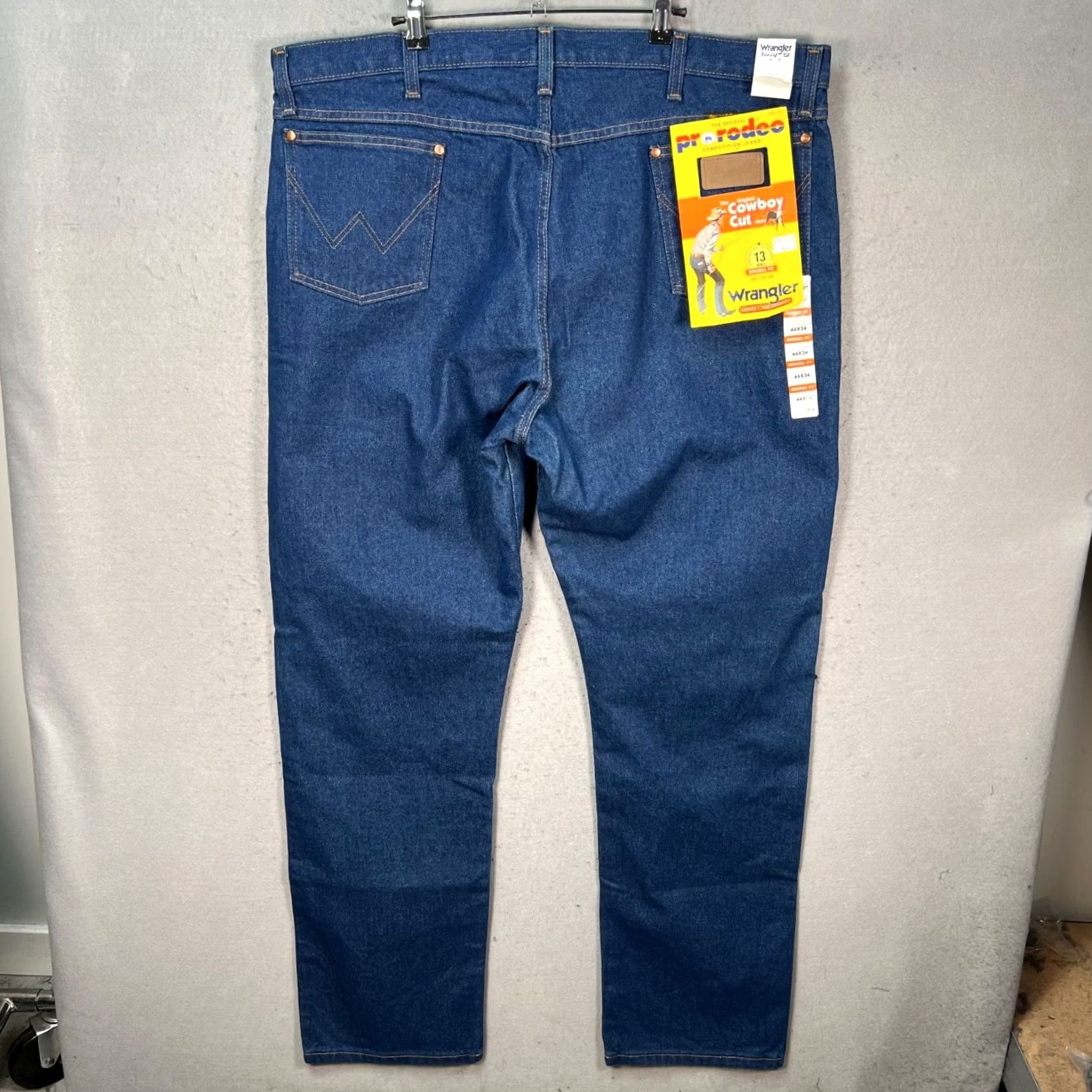 Wrangler Wrangler Mens Jeans 44 x 34 Cowboy Cut Original Fit Denim Blue 100% Cotton Regular Inseam 34in 5-Pocket Logo Cowboy Western Mens Jeans Size US 44 / EU 60 - 2 Thumbnail