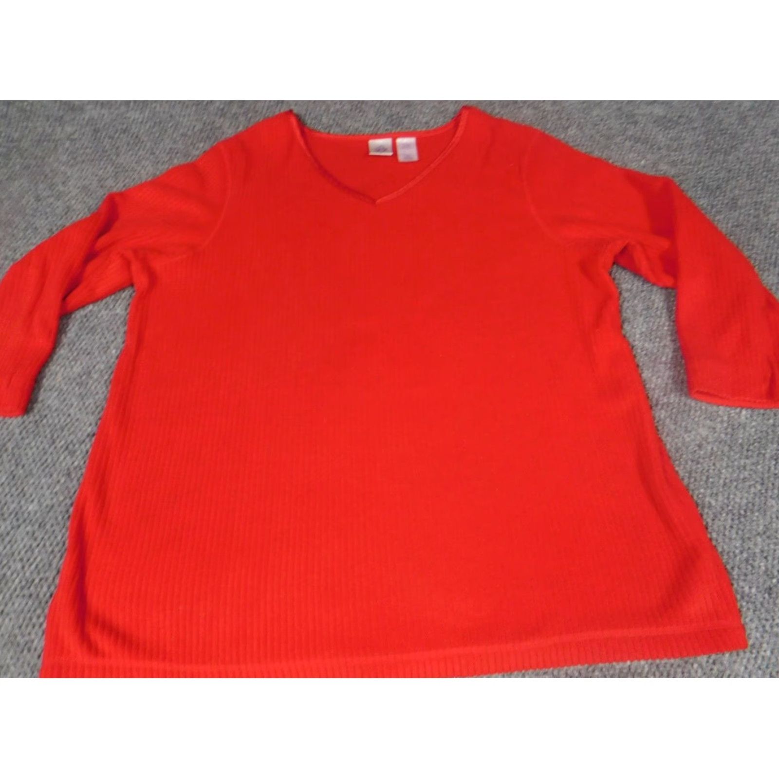 Vintage Just My Size Sweater 20W Womens Dolman Sleeve V-Neck Pullover Red Knit Size 3XL / US 20-22 - 5 Thumbnail