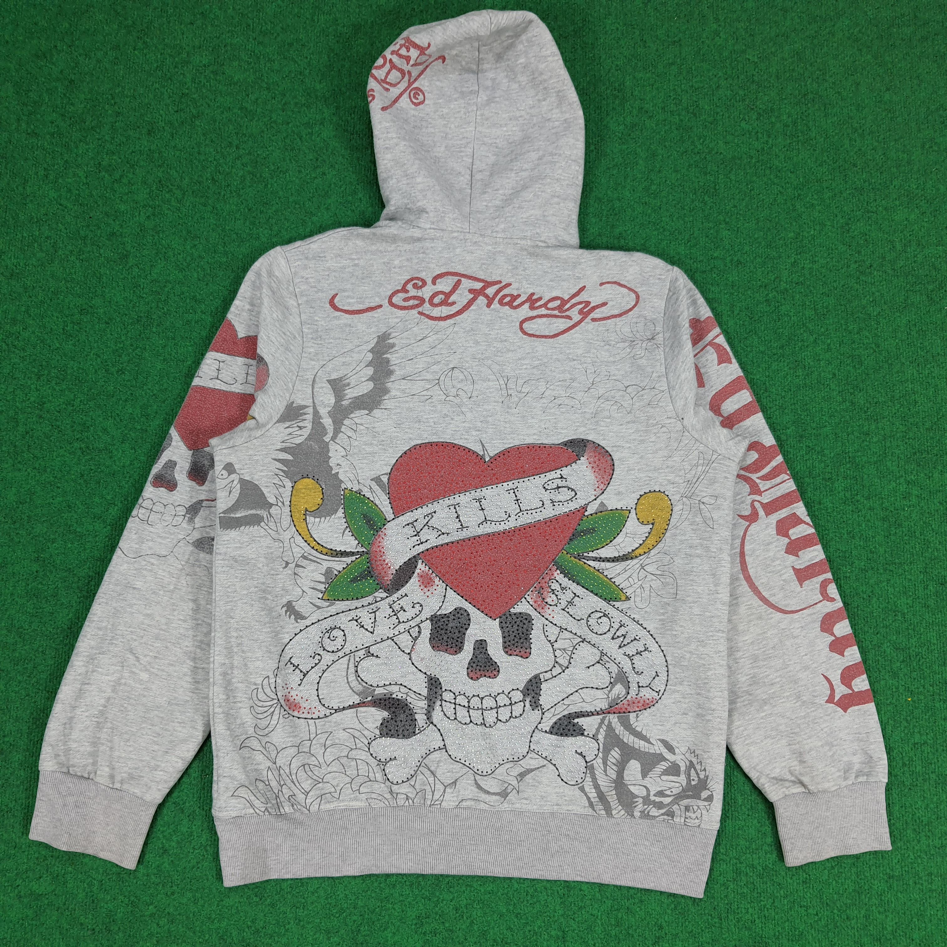 Christian Audigier × Ed Hardy × Vintage Vintage Christian Audigier Ed Hardy Designer Hoodies Size US M / EU 48-50 / 2 - 1 Thumbnail