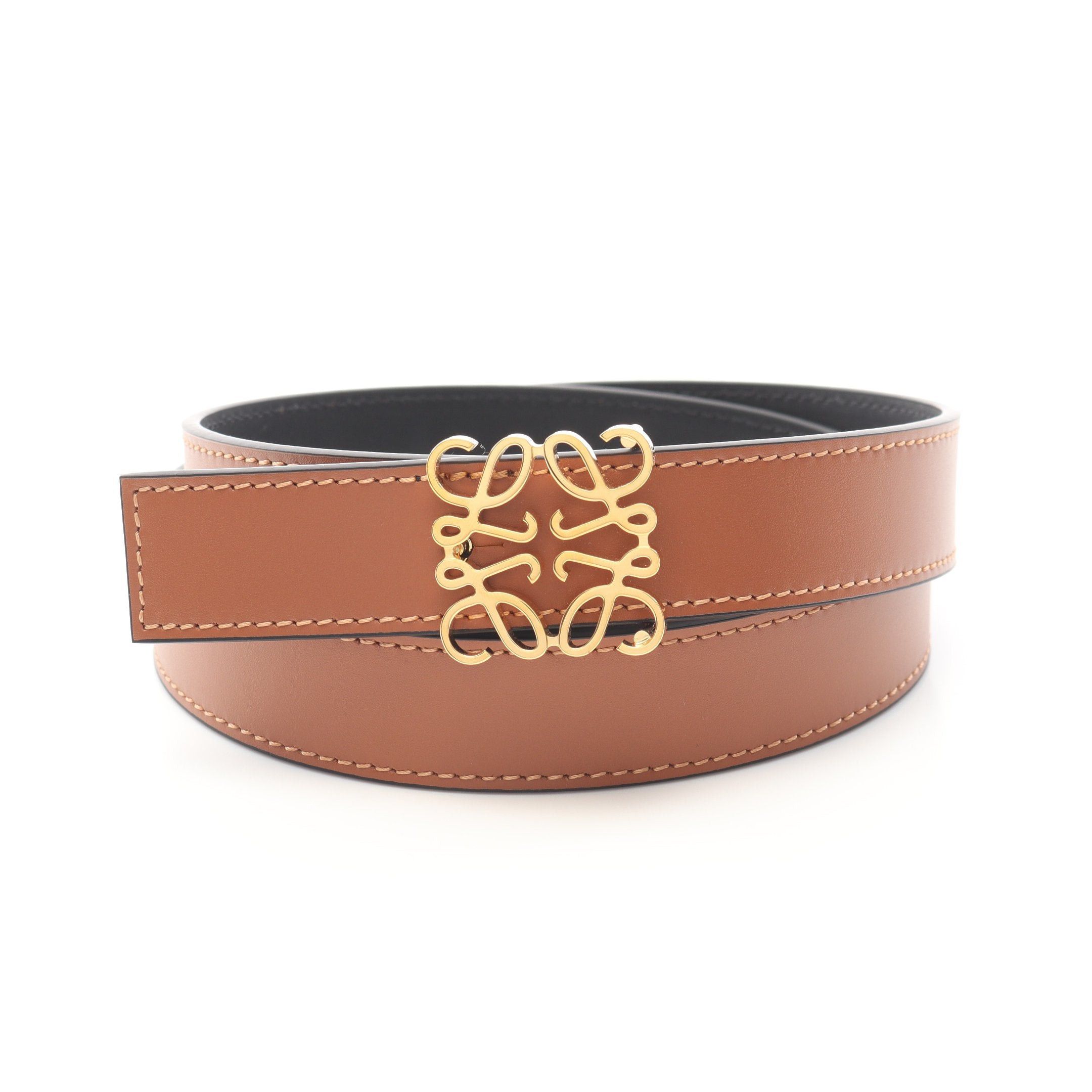 Loewe Loewe Reversible Anagram Belt Leather Brown Black Size ONE SIZE - 1 Thumbnail