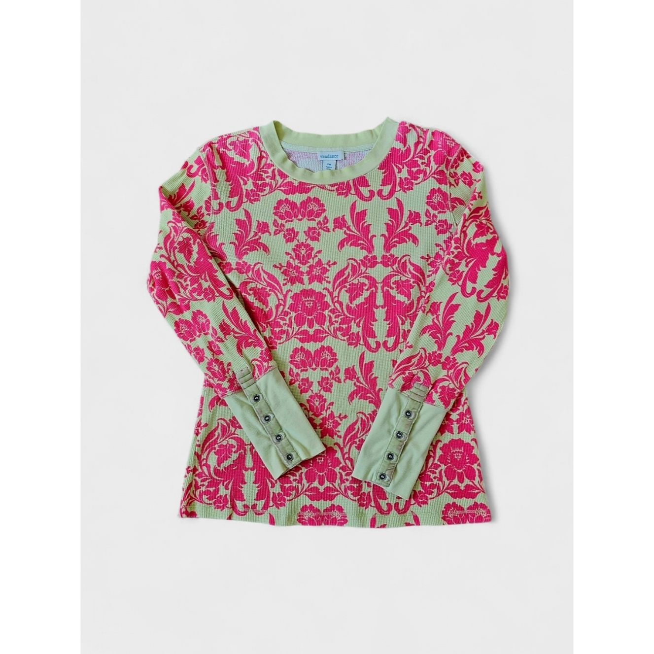 Other Sundance Ribbed Floral Boho Long Sleeve Top in Pink & Mint Size M / US 6-8 / IT 42-44 - 1 Thumbnail
