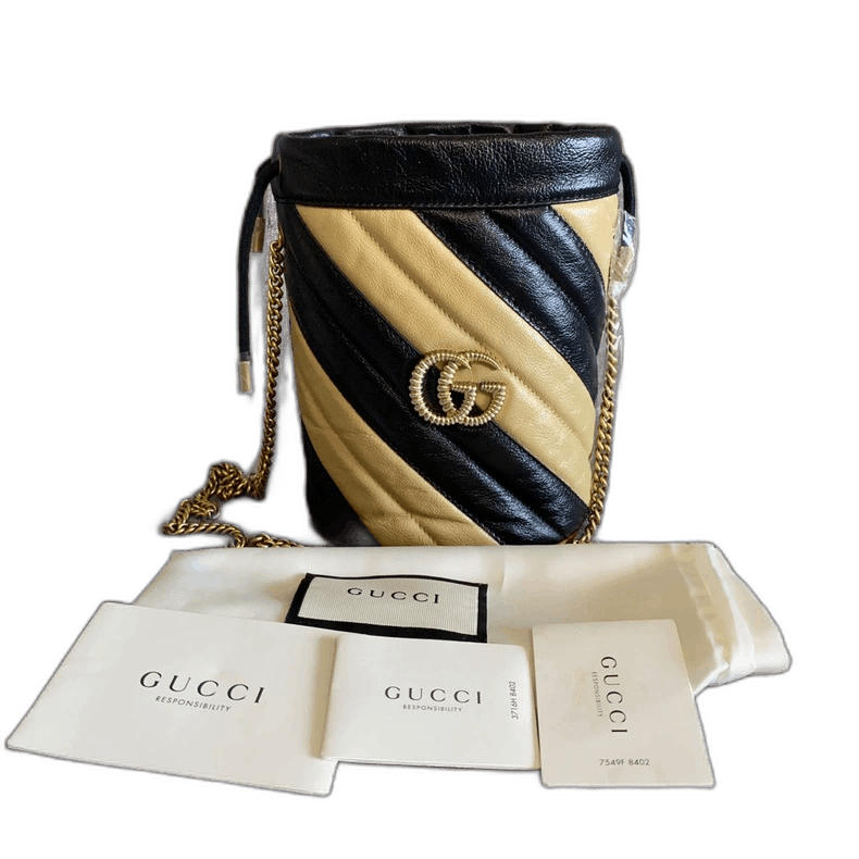 Gucci GG Marmont Colorblock Mini Bucket Bag-2506 in Black, Women's