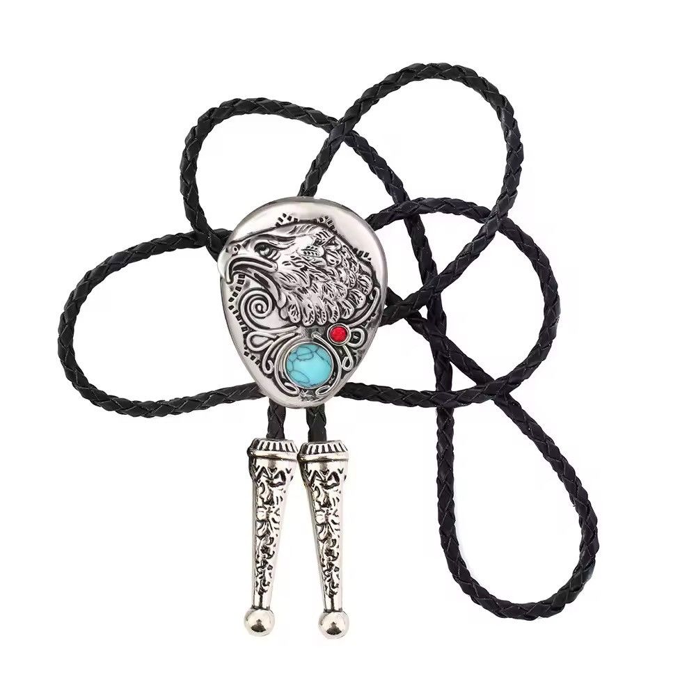 Vintage Synthetic Zircon Geometric Eagle Rope Bolo Tie Size ONE SIZE - 3 Thumbnail