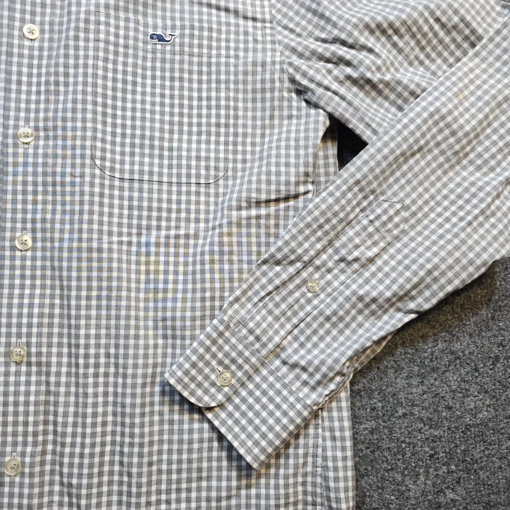 Vineyard Vines Vineyard Vines Shirt Mens Small Gray Gingham Plaid Slim Fit Tucker Career Preppy Shirt - Button-Down, Long Sleeve, Cotton, Gray, Slim, Regular, Mens Size US S / EU 44-46 / 1 - 5 Thumbnail