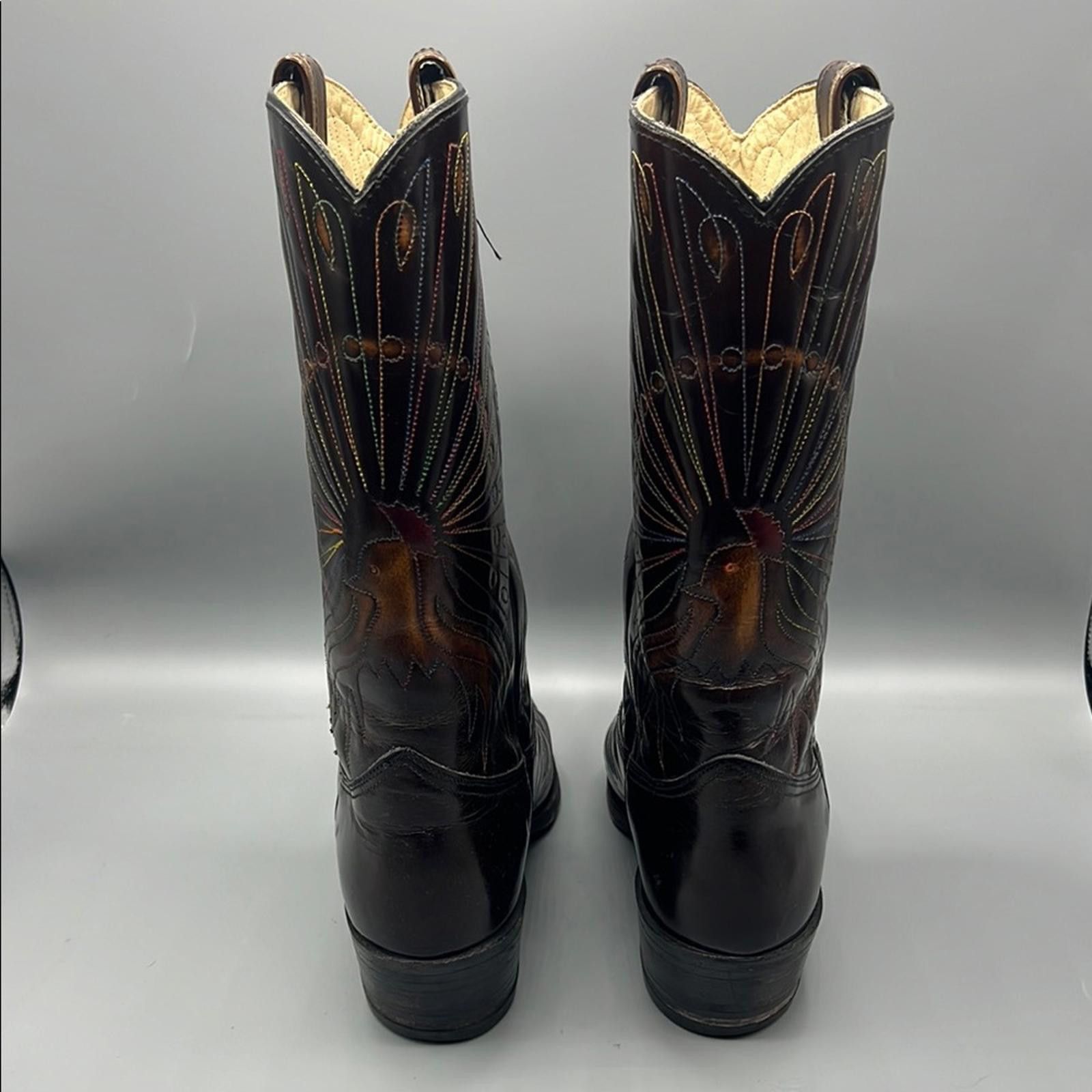 Designer Texas Imperial rainbow peacock cowboy boot Size US 9 / EU 42 - 5 Thumbnail