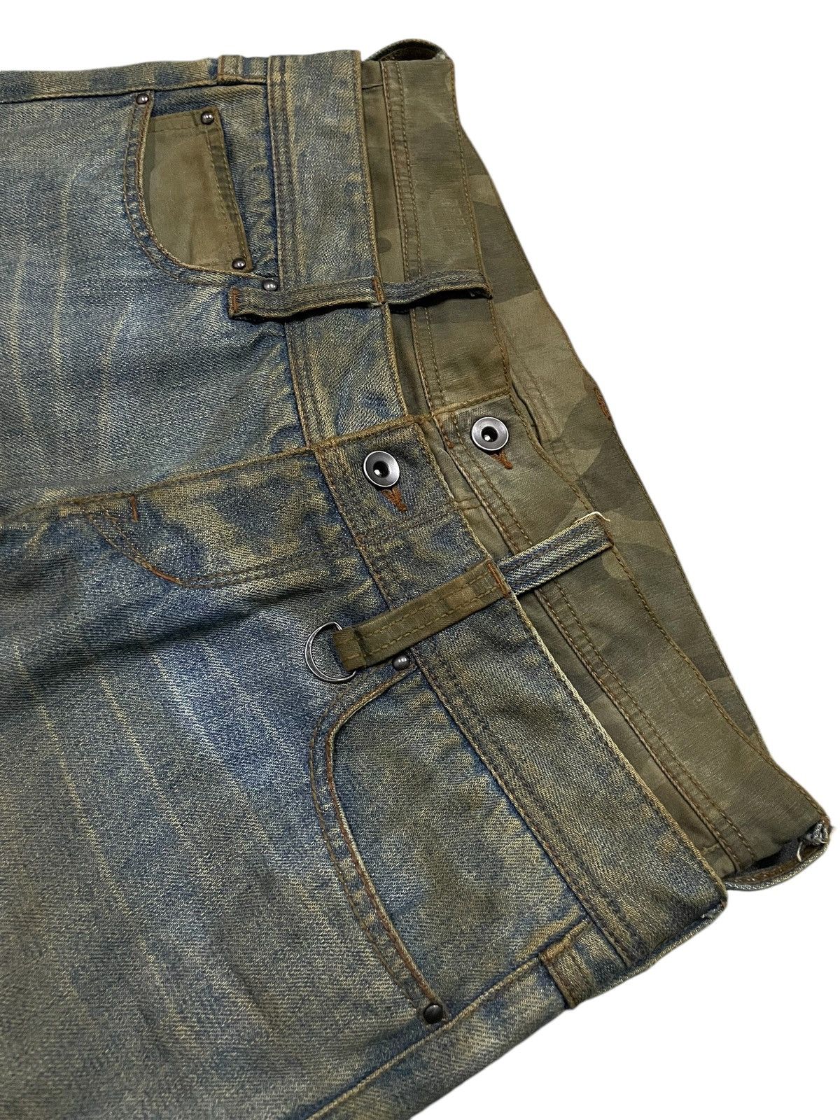 HIDEAWAYS × If Six Was Nine × In The Attic Hideaways Japan Muddy Dirty Double Waist Flared Cargo Jeans Size US 32 / EU 48 - 15 Thumbnail