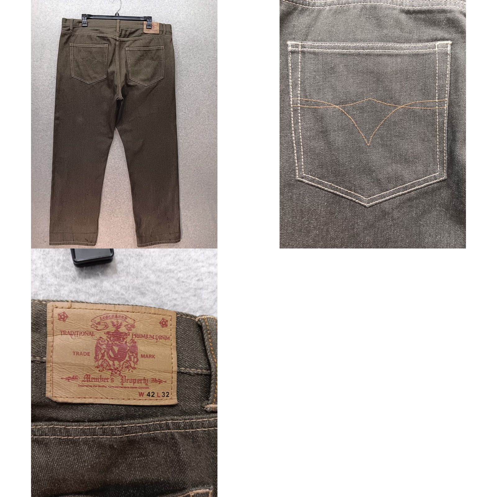 Vintage VINTAGE Member's Property Jeans Men 42x32 Green Relaxed Baggy Y2K Hip Hop Grunge 5-Pocket Denim EUC Size US 42 / EU 58 - 8 Thumbnail