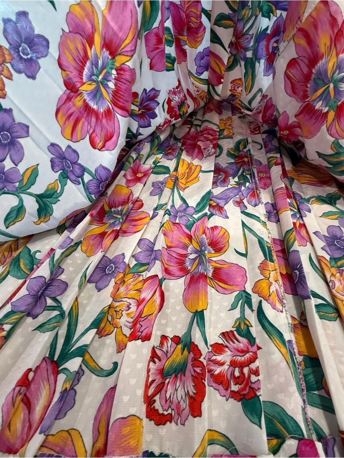 Other Vintage pleated floral skirt dainty white hearts SZ M/L Size 30" / US 8 / IT 44 - 3 Thumbnail