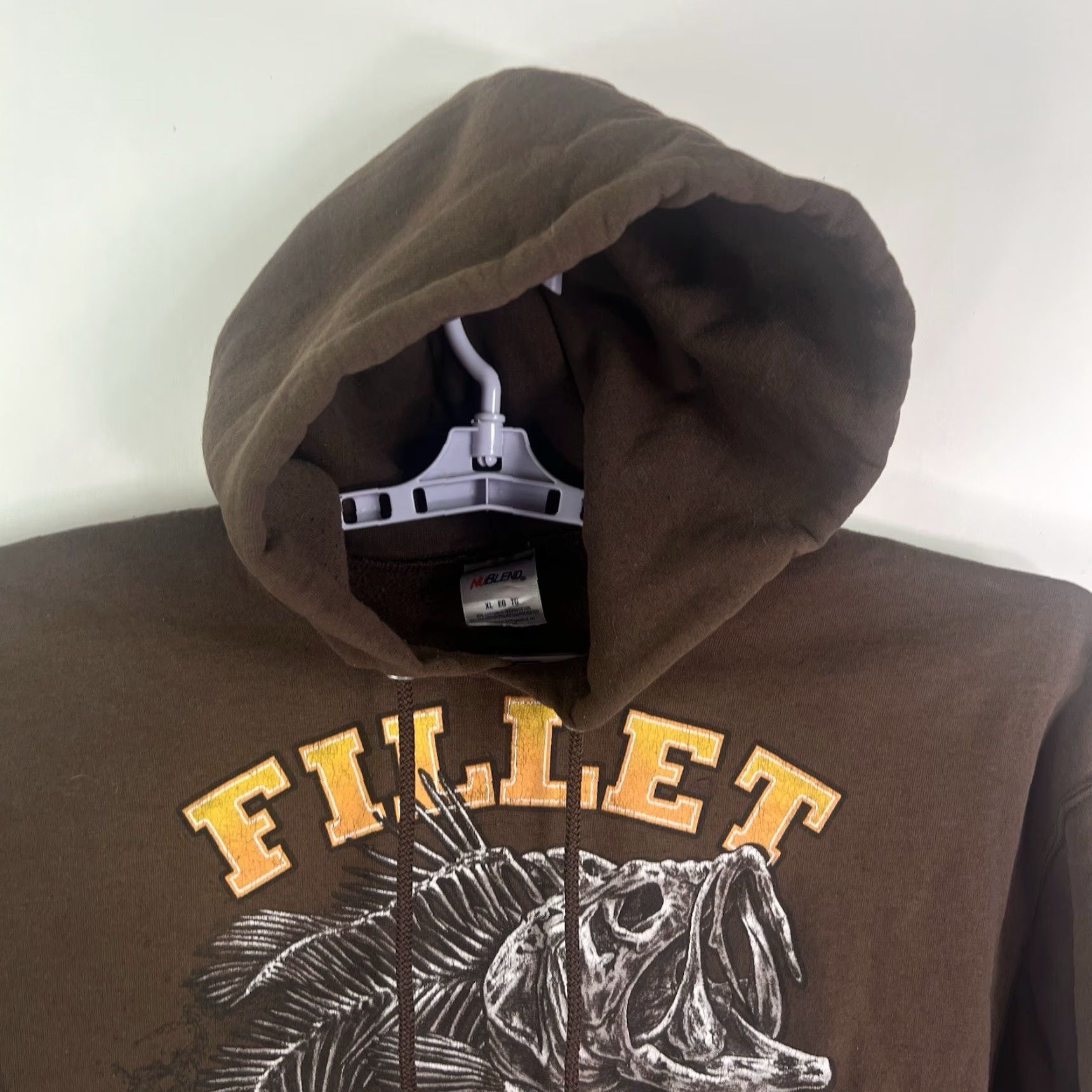 Jerzees VINTAGE Jerzees Fillet and Release Hooded Sweatshirt Mens Size XL Brown Tag Size US XL / EU 56 / 4 - 3 Thumbnail