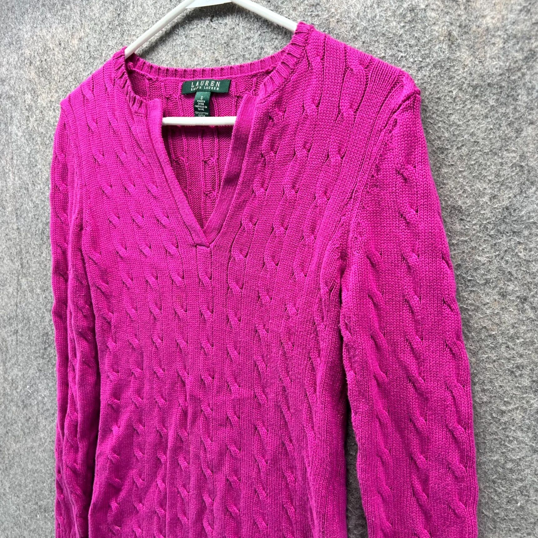 Ralph Lauren VINTAGE Lauren Ralph Lauren Sweater Women Small Pink V Neck Pullover Cable Knit Pony Shirt Women S Pink Cable Knit Pullover 90s Fashion Lounge Mens? Size S / US 4 / IT 40 - 6 Thumbnail
