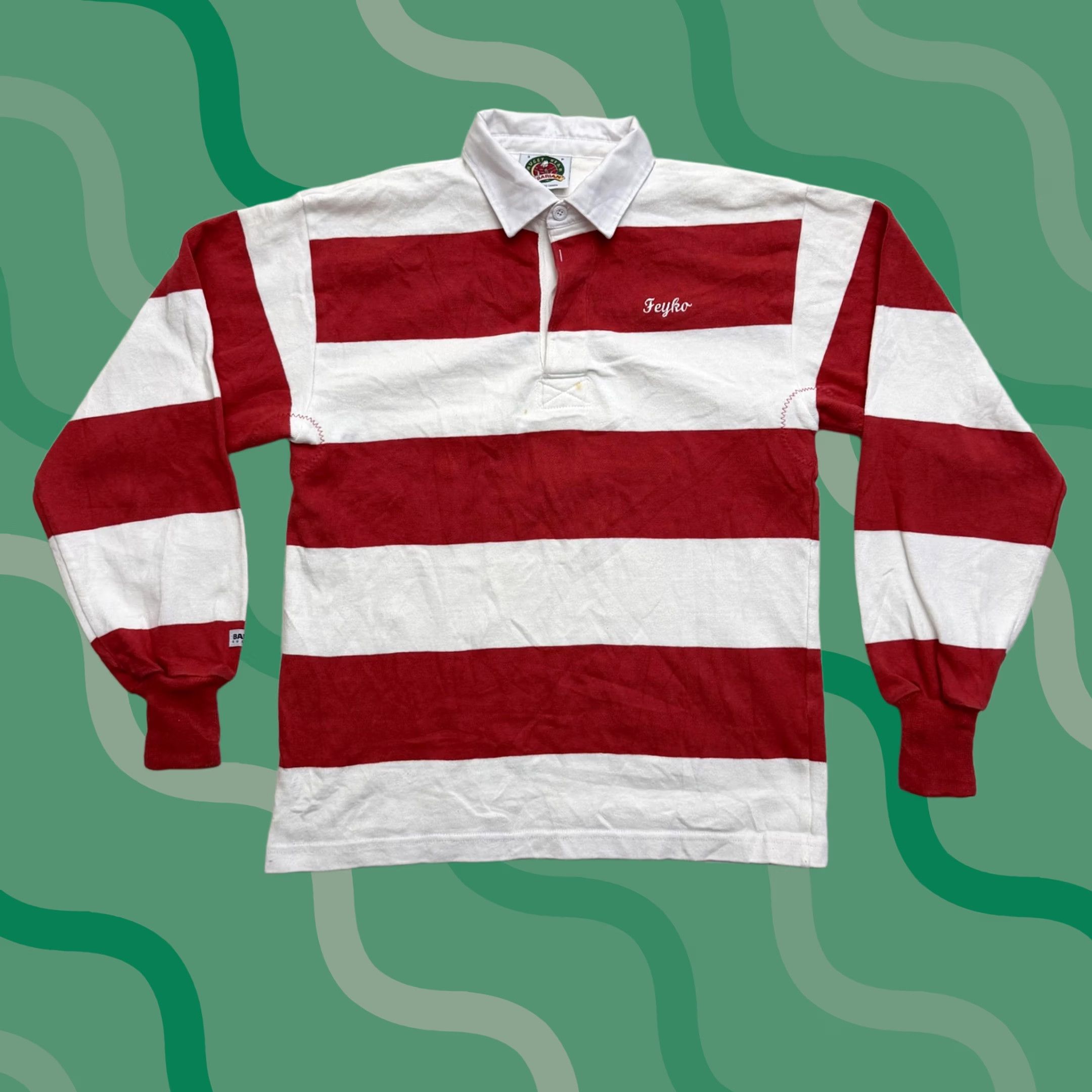 Barbarian Barbarian Rugby Polo Shirt Mens Small Red White Stripe Long Sleeve Cotton Canada Size US S / EU 44-46 / 1 - 1 Thumbnail