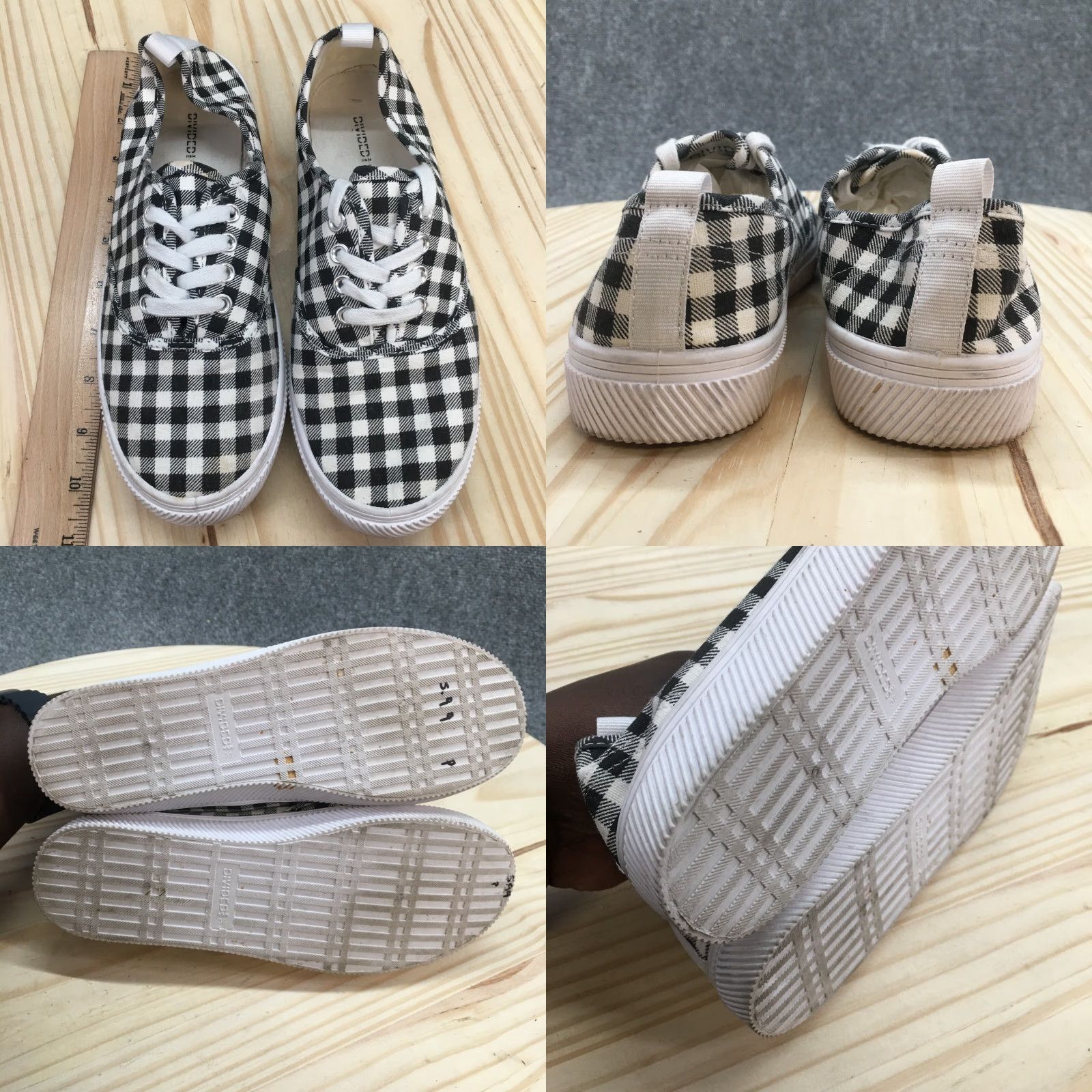 H&M H&M Divided Shoes Women Plaid Casual Low Top Lace Up Sneakers Black White Size M / US 6-8 / IT 42-44 - 8 Thumbnail